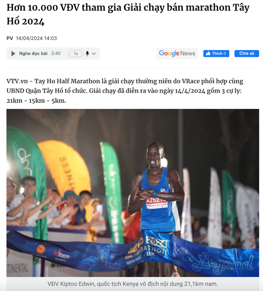 Kế hoạch nội dung Tây Hồ Half Marathon